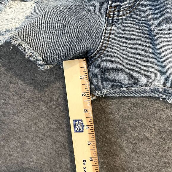 WAYAN | Raw Edge Denim Jean Shorts Floral Embroidery L/G Waist 27 Daisy Dukes - Picture 10 of 12